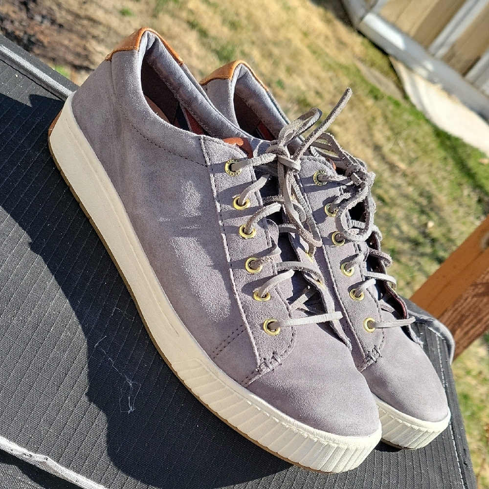 Sperry Women's Gray Suede Low-Top Sneakers with Cream Platform